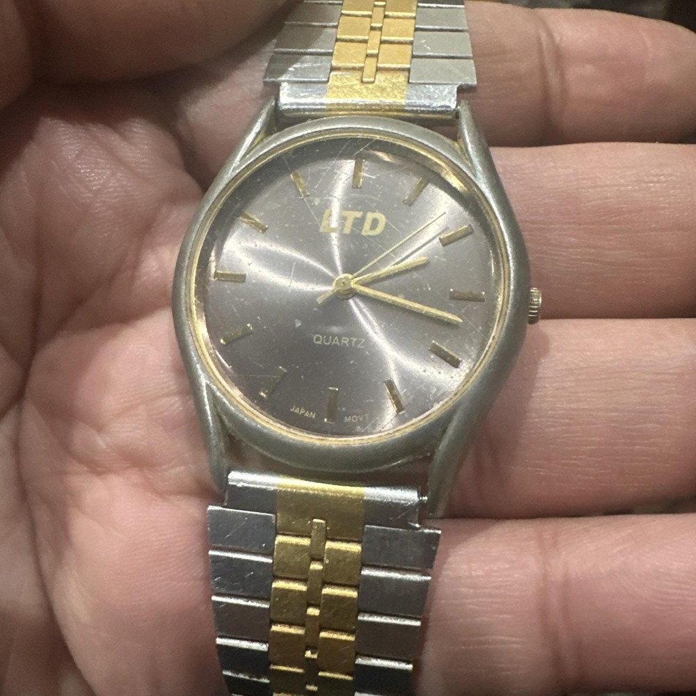 Vintage Working LTD Quartz Watch New Battery‎ **WORKING** 33mm Two Tone Fit 7.5